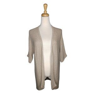 Short Sleeve Neutral Metallic Oatmeal Cardigan Chico's Size 1